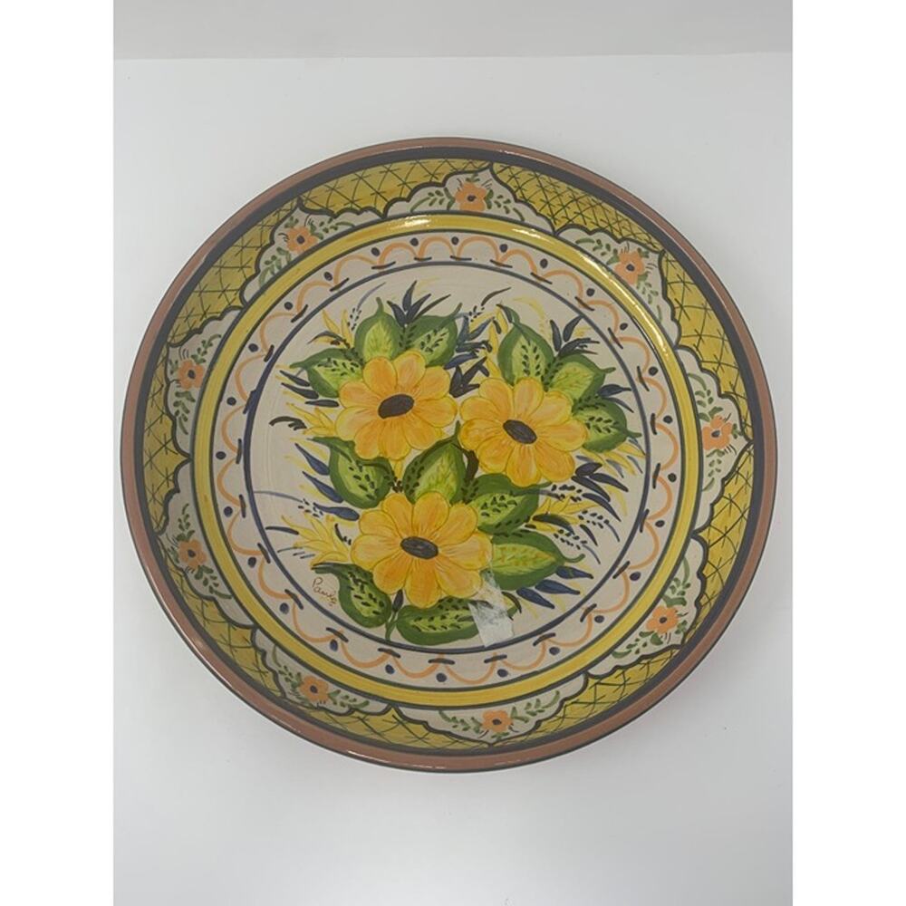 Vintage Signed Casafina Alentejo Yellow Flowers Large Serving Bowl